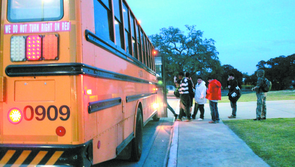 Students step on board the late bus after school. Earlier this year the late bus stopped running because of a lack of funding and abuse by students of the late bus. 