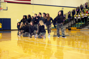 The 2013-2014 new hip-hop team strikes a pose after a pep rally. They danced to “Just Blaze” by  Jay-Z.