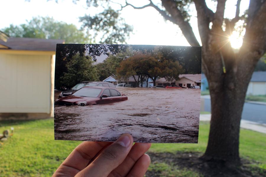 A photo is taken in the same spot during last year’s Halloween flood. 