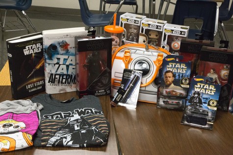 Health teacher Teresa Delgado shows off her collection of Star Wars merchandise at a recent Geek Force meeting.