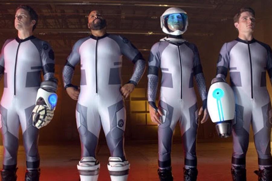 Lazer Team members show all four of the protagonists posing dramatically.