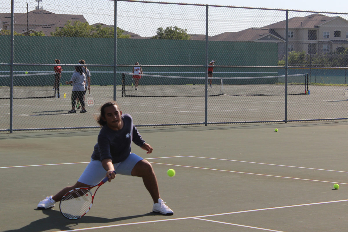 Senior Christian Rico returned the ball to the Del Valle player to win his final match.