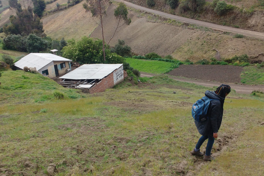 Junior Stephany Calzado walks through the country side of Ecuador where she spent the rest of the summer