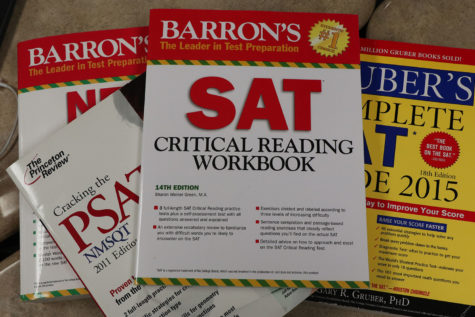 Stack of SAT books 