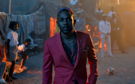 Kendrick Lamar in “All The Stars” music video featured
in the Black Panther closing credit sequence. 