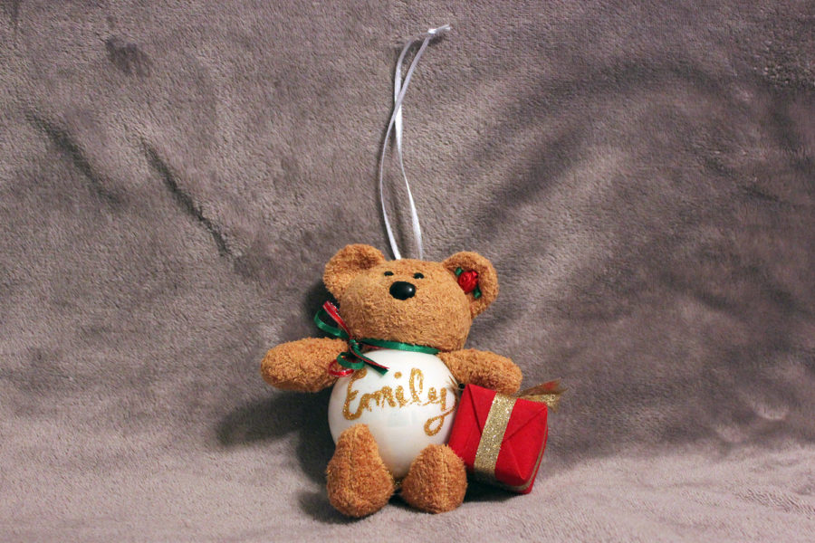 This beanie baby teddy bear was converted into an ornament.
