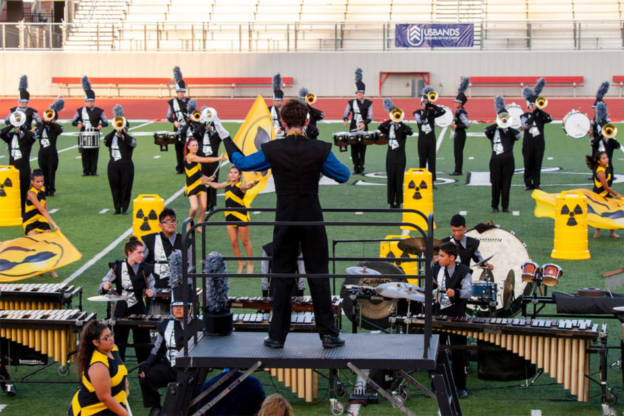 The+Akins+Eagle+Band+Performing+their+2018-2019+marching+show%2C+Accidents+Will+Happen+at+the+USBands+Hudson+marching+competition.