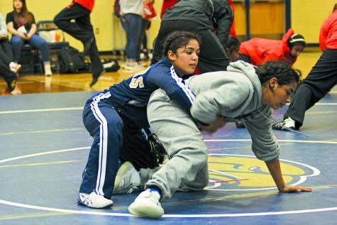 Akins wrestlers warm up before a match against New Braunfels
Canyon High School. The wrestlers spent many hours a week in
preparation before their season started in November.
