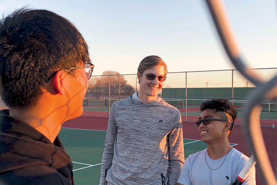 Current sophomores Yarin Meirovich ( top middle and bottom right ) and Jacques Car An Dang (top right and bottom left) joke around at practice. Theyre expected to carry the torch next year with the seniors gone.