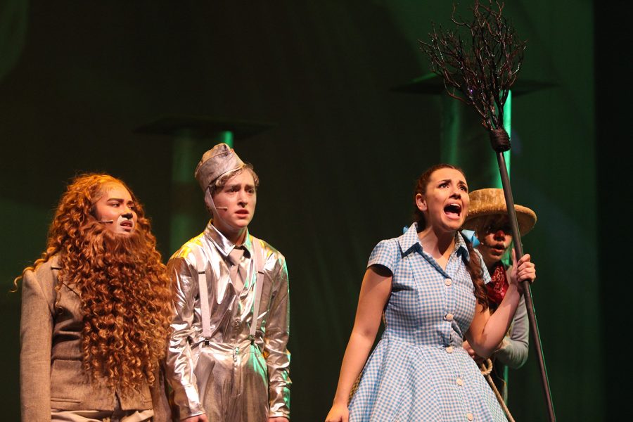 Abigail Segura, playing Dorothy, yells at the Wizard Of Oz after melting the Wicked With of the West.