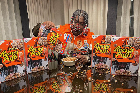 Innovation During 
Covid- Rapper Lil Yachty shows off his branded box of Reeses Puffs cereal.