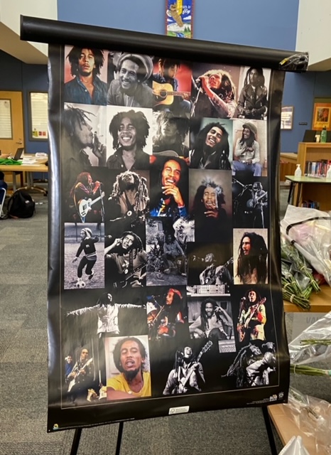 Akins alum Arthur Evans, one of Garcia-Matas former students, brought a Bob Marley poster to display in the library. Marley was one of Garcia-Matas favorite musicians.