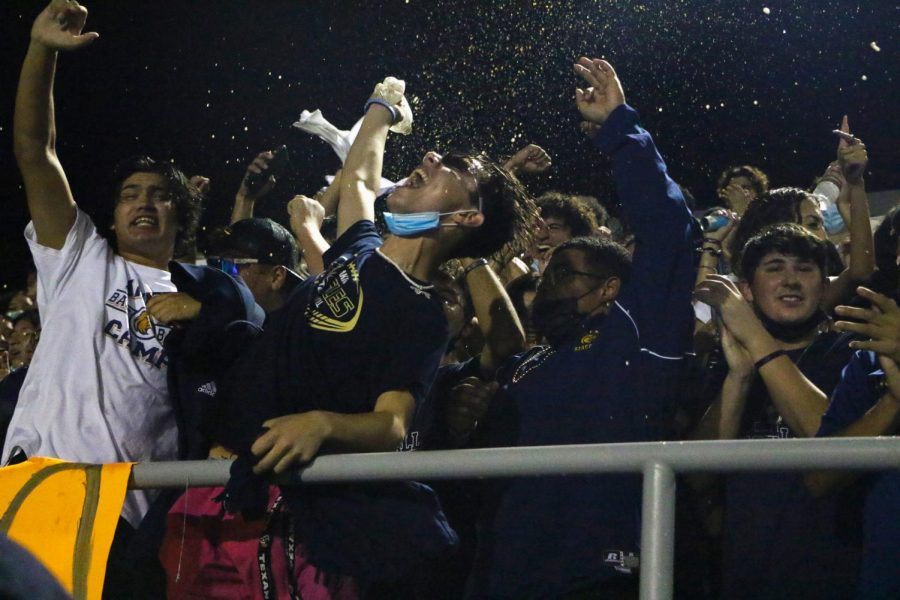 Students celebrate the Homecoming Game on the night of September 30, 2021. 