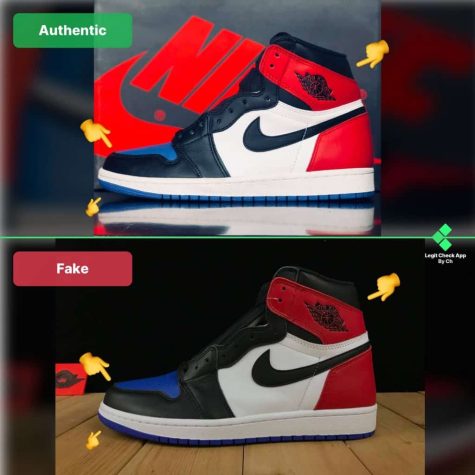Comparison of a real and replica shoe showing how similar the two are 