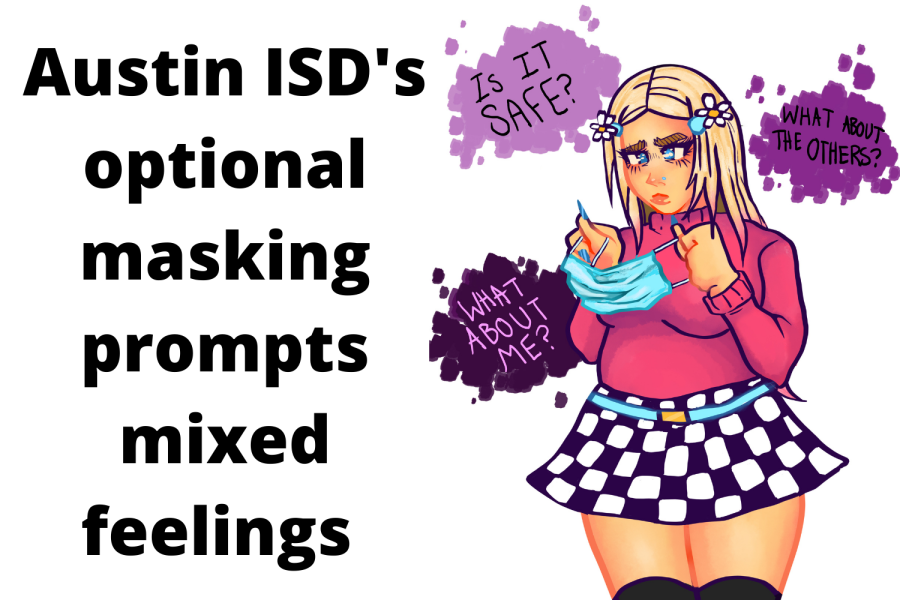 Students+share+their+reactions+to+the+Austin+school+districts+decision+in+March+to+make+mask+wearing+optional.