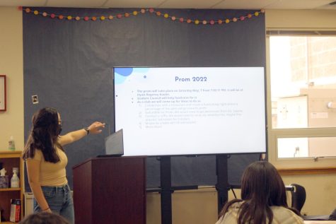 Student Council President Maria Contreras talks about prom plans during a meeting in February. This years prom will be held at the Hyatt Regency off of Barton Springs Road on May 7.