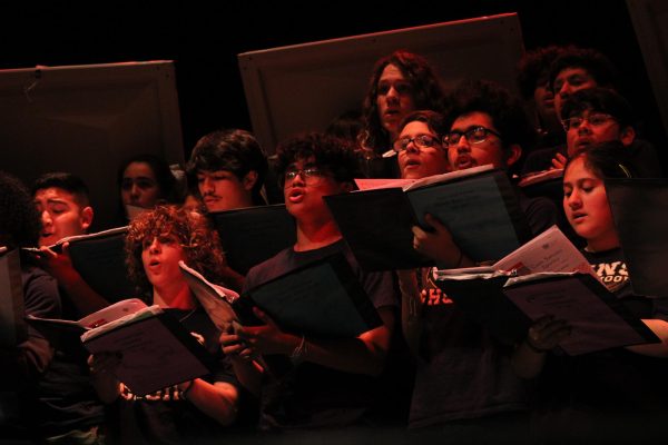 Choir performs during its fall concert in October in the Akins Theater