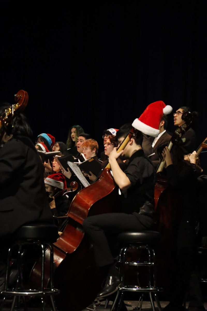 Choir and Orchestra perform a song together for the Winter Showcase