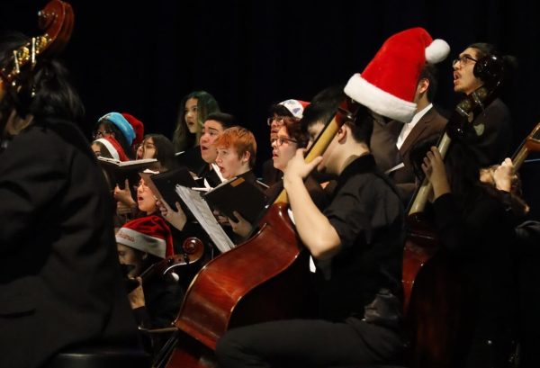 Choir and Orchestra perform a song together for the Winter Showcase