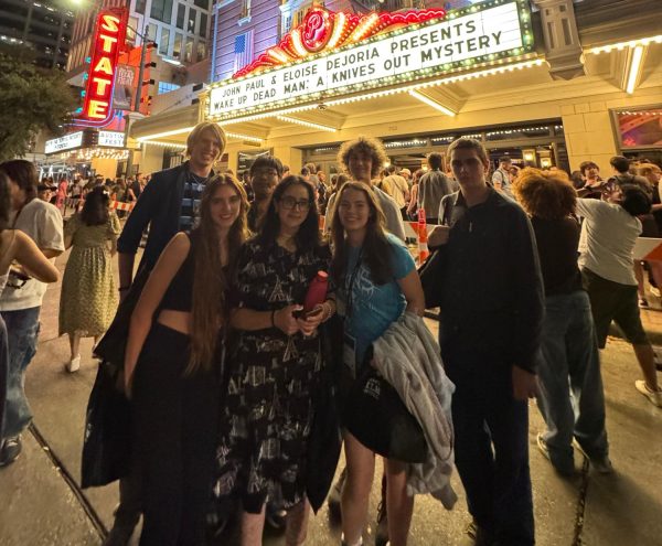 Akins film students enrolled in New Tech’s audio/video production classes take a group photo while attending the Austin Film Festival at the Paramount theatre in downtown Austin.